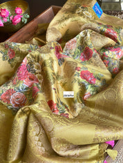 Chiniya Silk Banarasi Floral - Ochre Yellow
