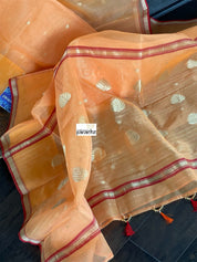 Pure Chanderi Organza Silk - Orange Red
