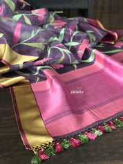Pure Organza by Tussar Silk Banarasi - Lilac Resham Jamdani woven