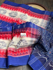 Pure Cotton Soft Ikat - Blue Beige Red