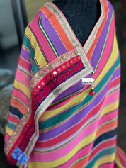 Georgette Designer Inspired Drape - Pink Yellow Purple