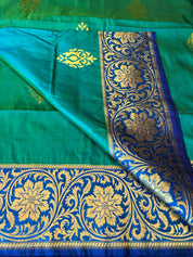 Pure Silk Banarasi - Sea Green Dual Shaded