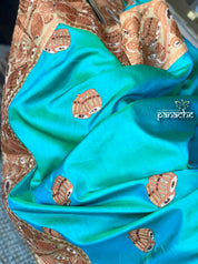 Designer Soft Silk - Sea Green with Instrument design