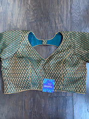 Designer Blouse - Teal Green Zari woven