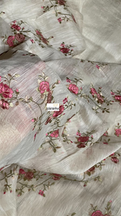 Embroidered Linen Silk- Off White