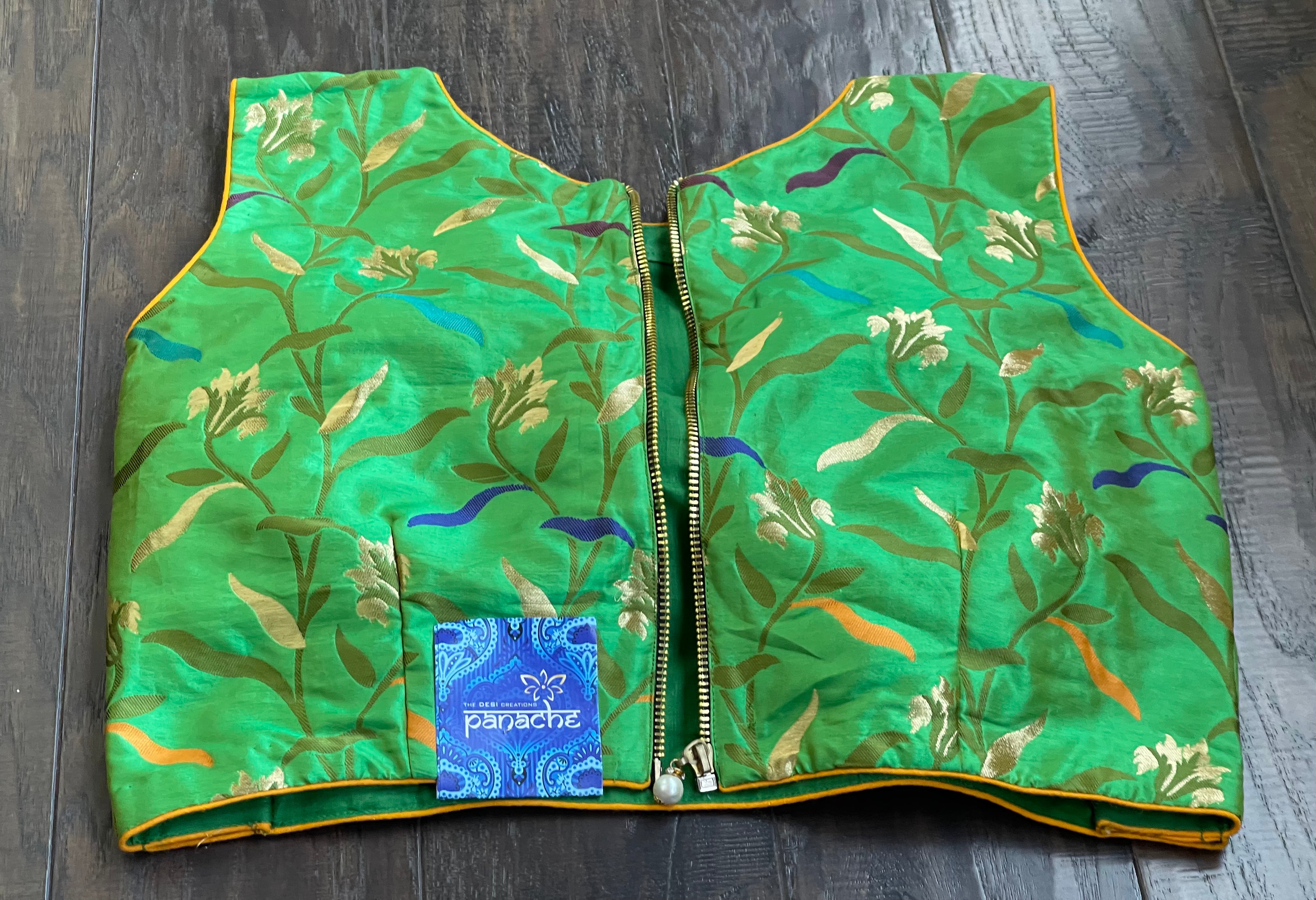 Designer Blouse - Green Blue Meenakari