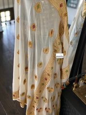 Khaddi Georgette Banarasi - Beige Meenakari
