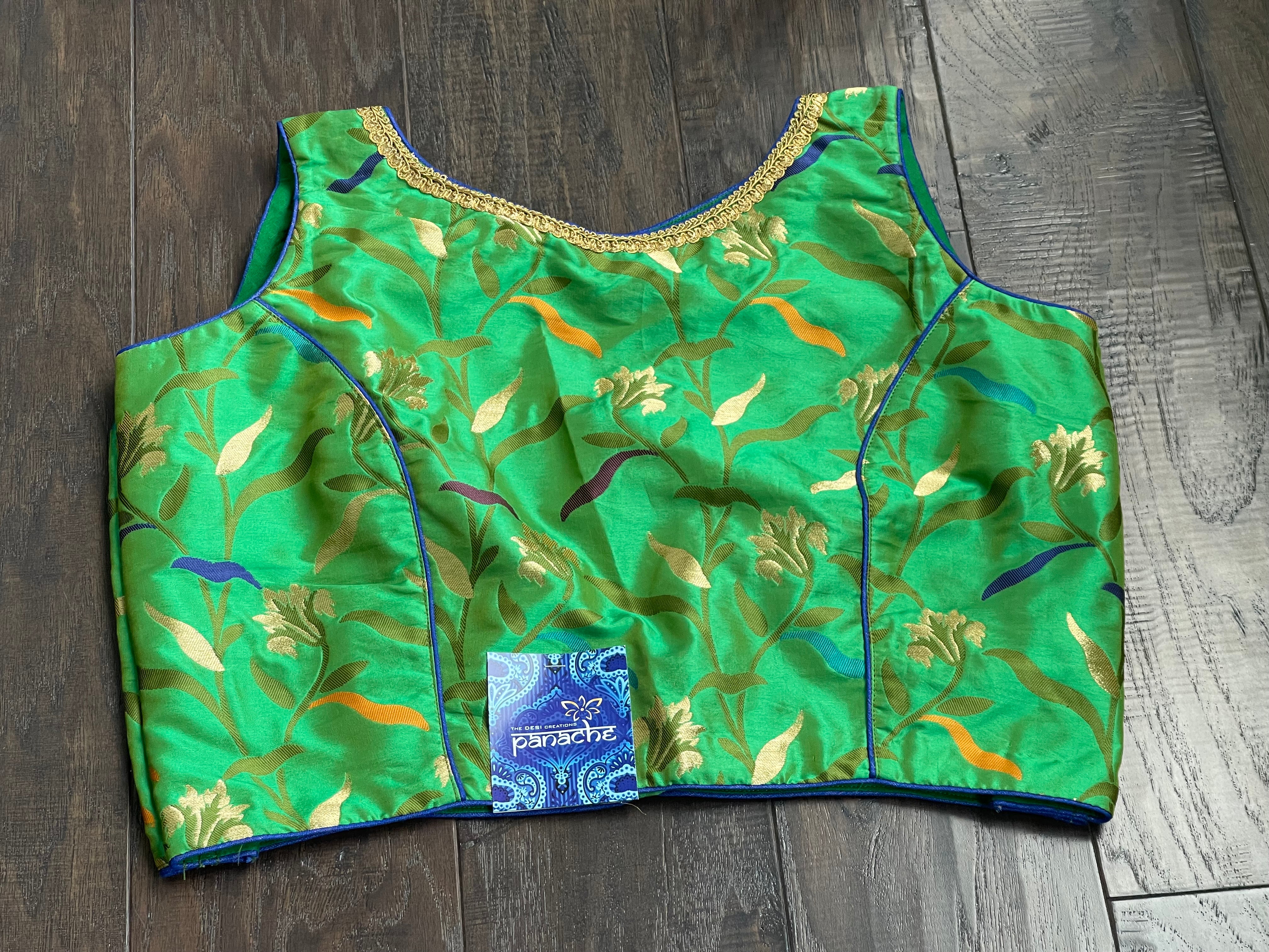 Designer Blouse - Green Blue Meenakari