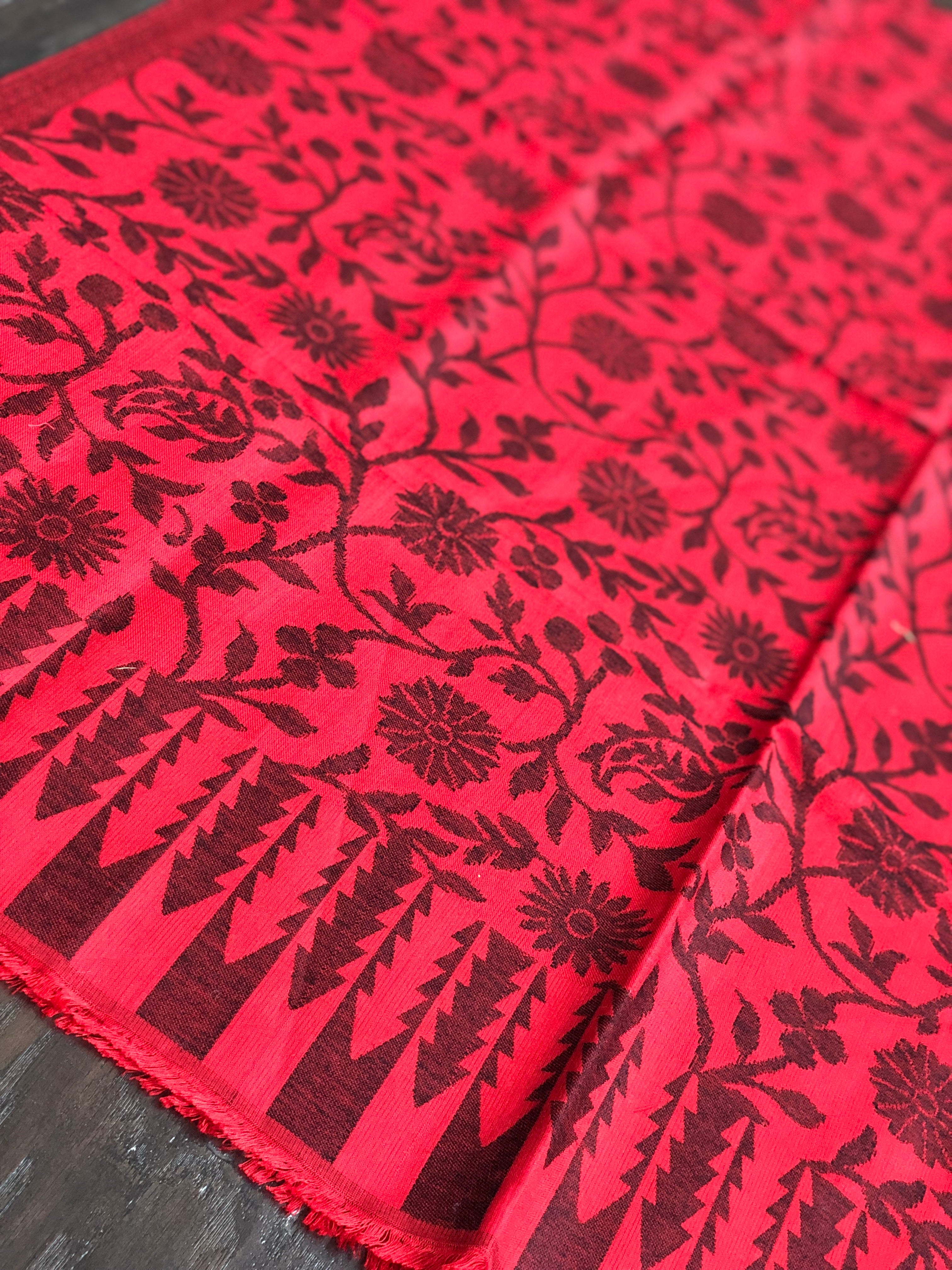 Semi Pashmina Stole - Red Black