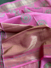 Cotton Silk Banarasi - Pink Meenakari