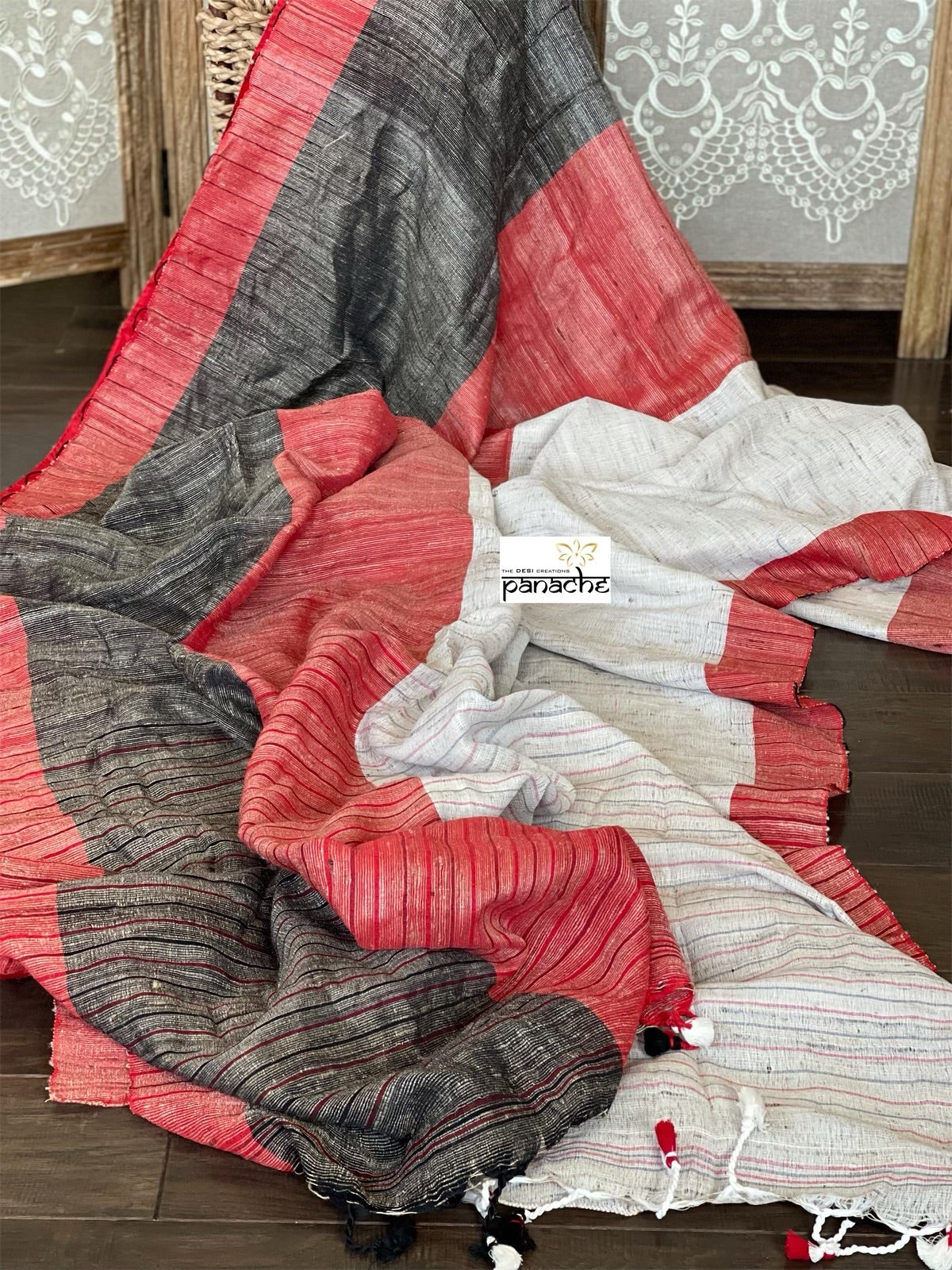 Ketia Stripes  - Beige Black Red