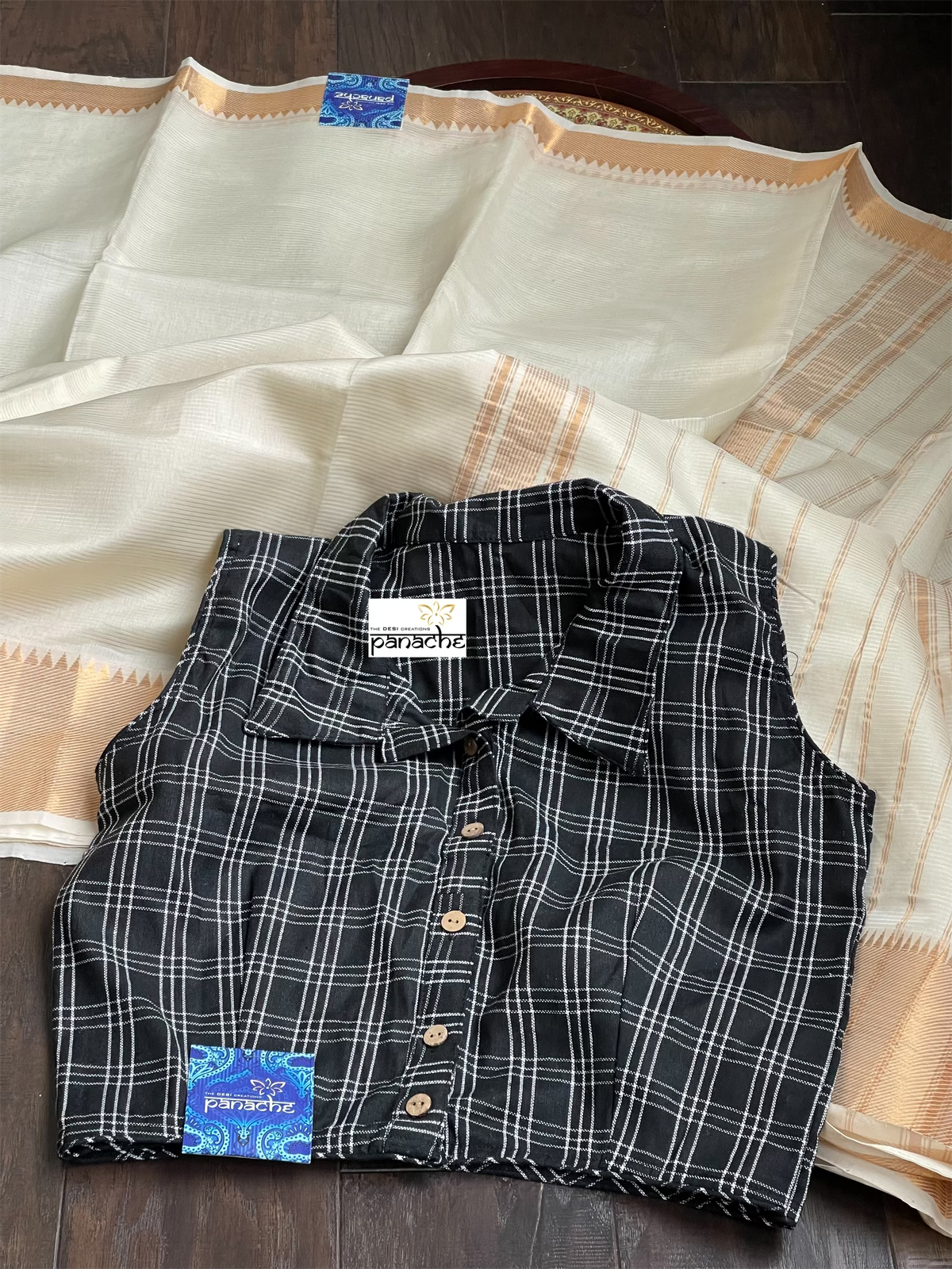 Designer Blouse - Black Checkered