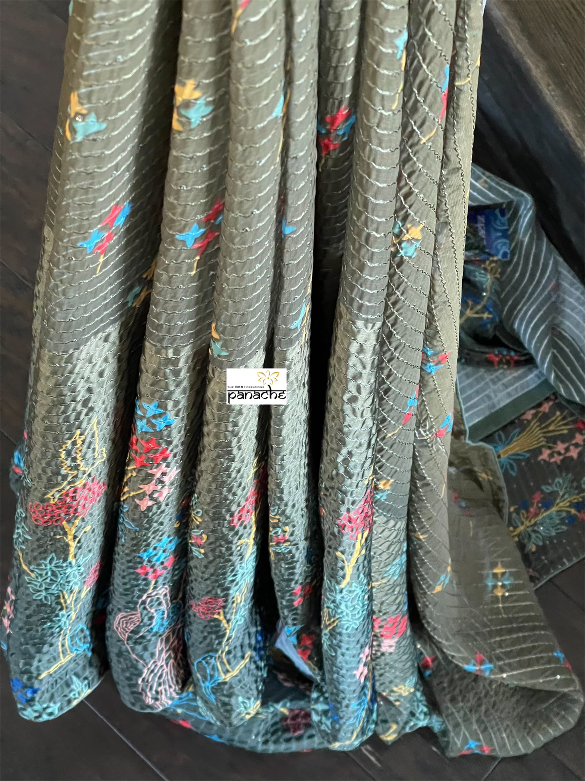 Designer Satin Georgette Sequin - Moss Green