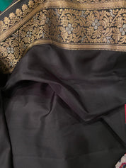 Soft Silk Bandhni Banarasi - Black Maroon Green