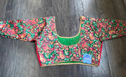 Designer Blouse - Green Red Meenakari