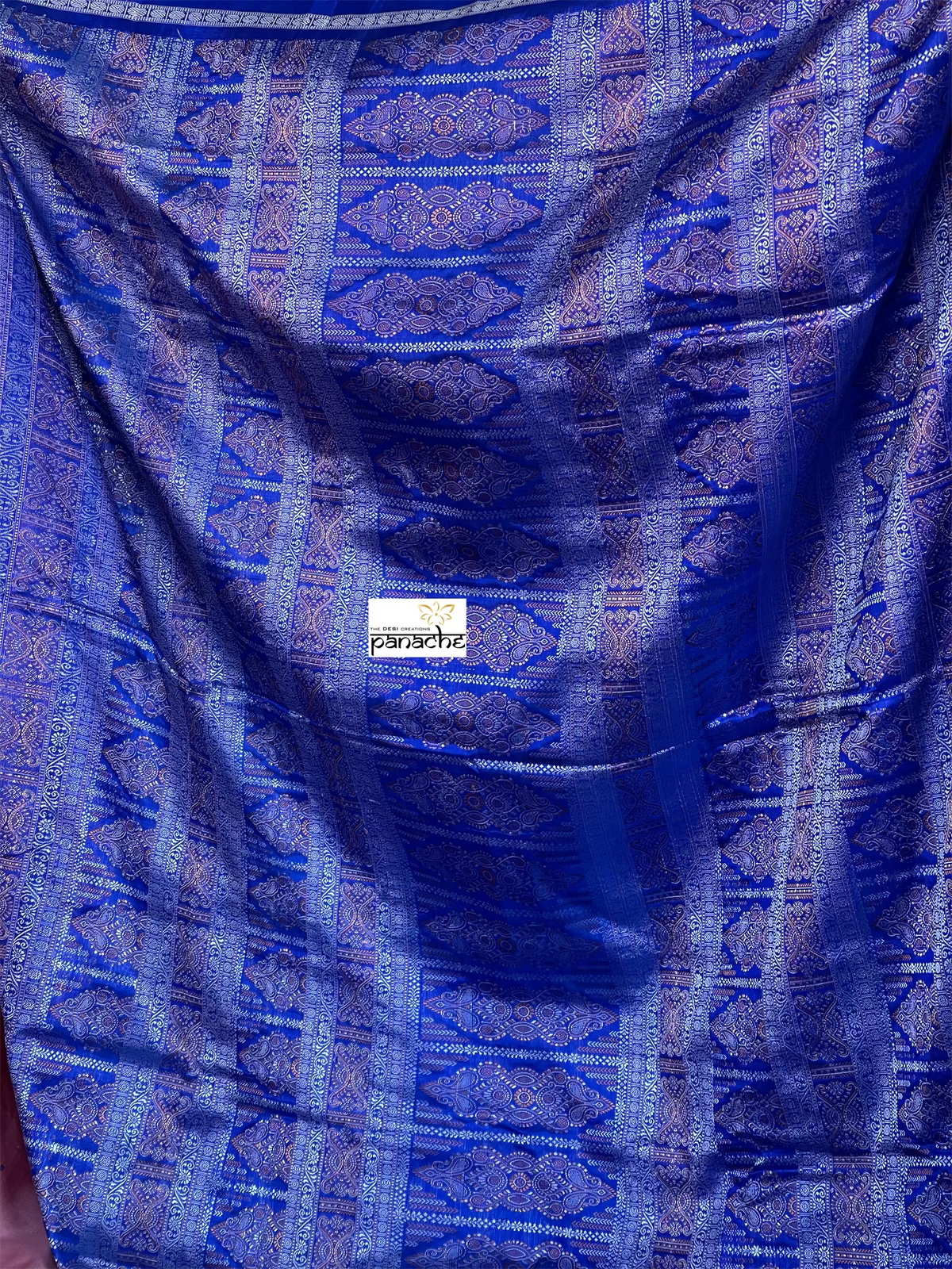 Pure Silk Bomkai - Pink Royal Blue