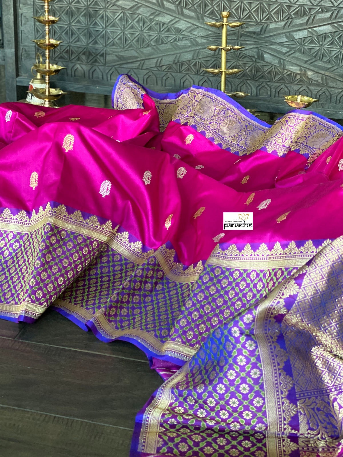 Pure Katan Silk Banarasi - Magenta Purple Kadwa woven