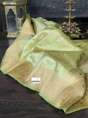 Pure Silk Banarasi - Pista Green Khadhua