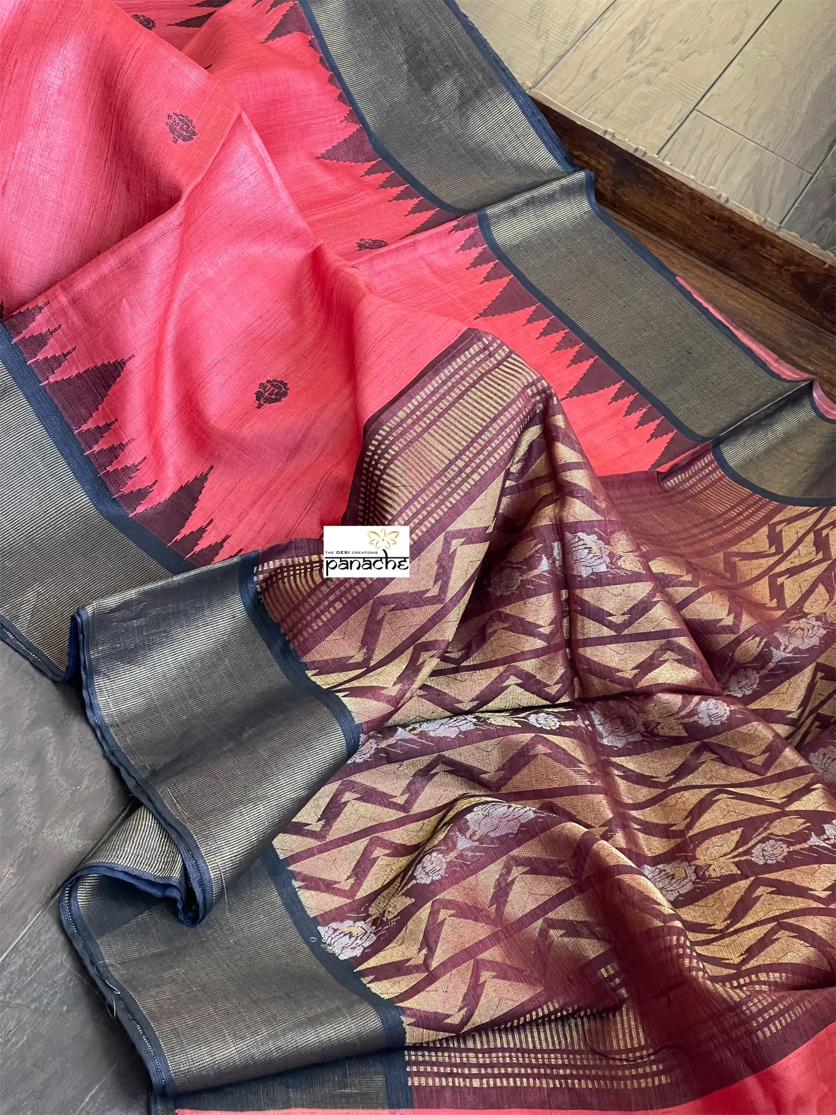 Pure Tussar Silk - Tomato Pink