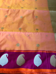 Katan Silk Banarasi - Peach Orange Dual shaded