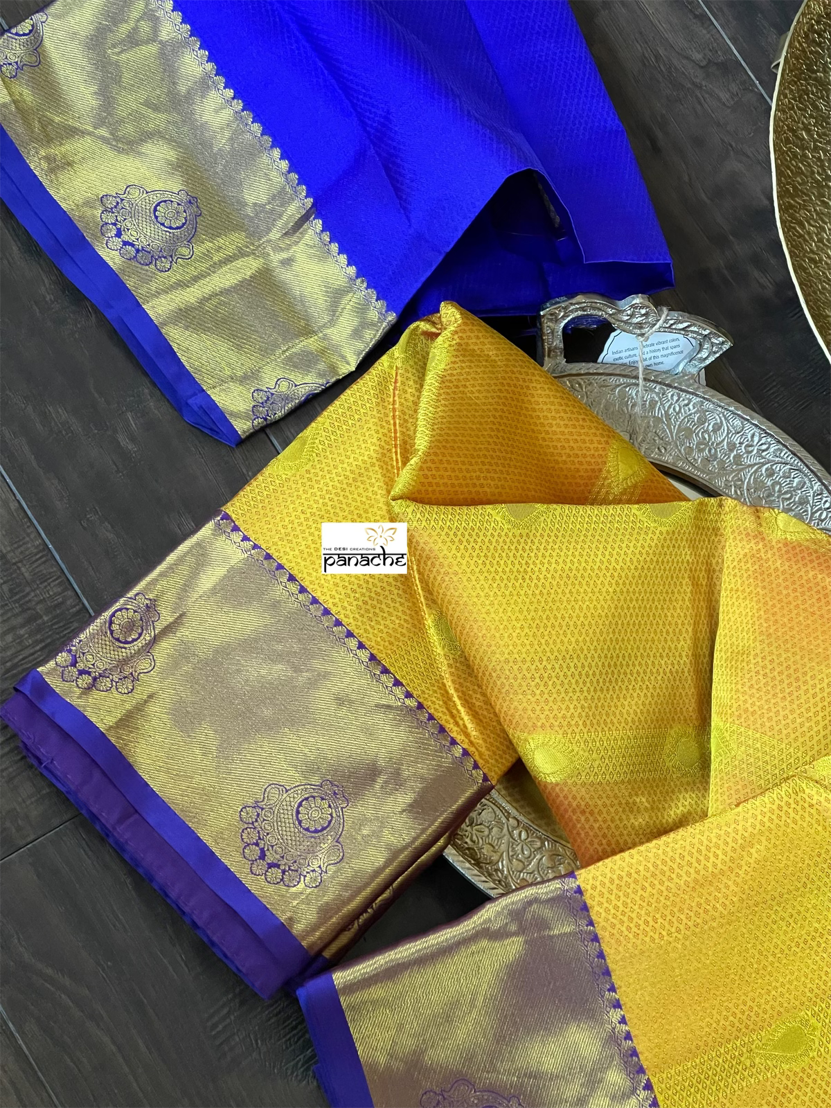 Silk Kanjivaram - Yellow Blue