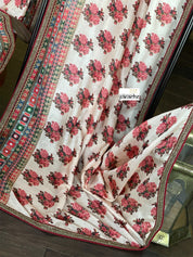 Muslin Soft Silk Printed - Beige Maroon Pink Brown