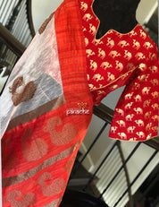 Designer Blouse - Red Camel Zari Woven