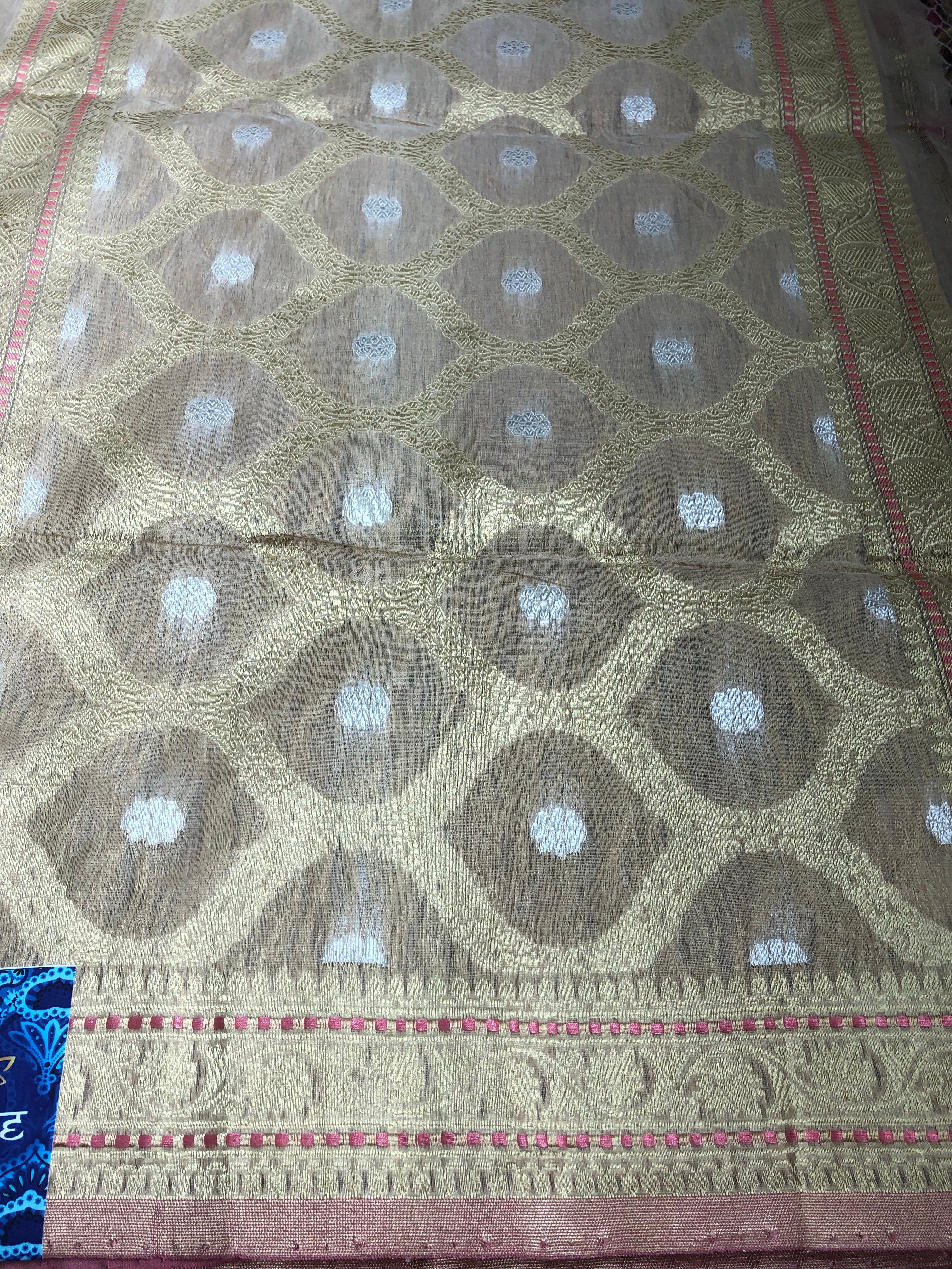 Kora Banarasi - Cream Beige Kadwa woven