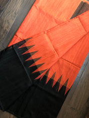 Matka Silk - Rust Black Jaamdani Weave