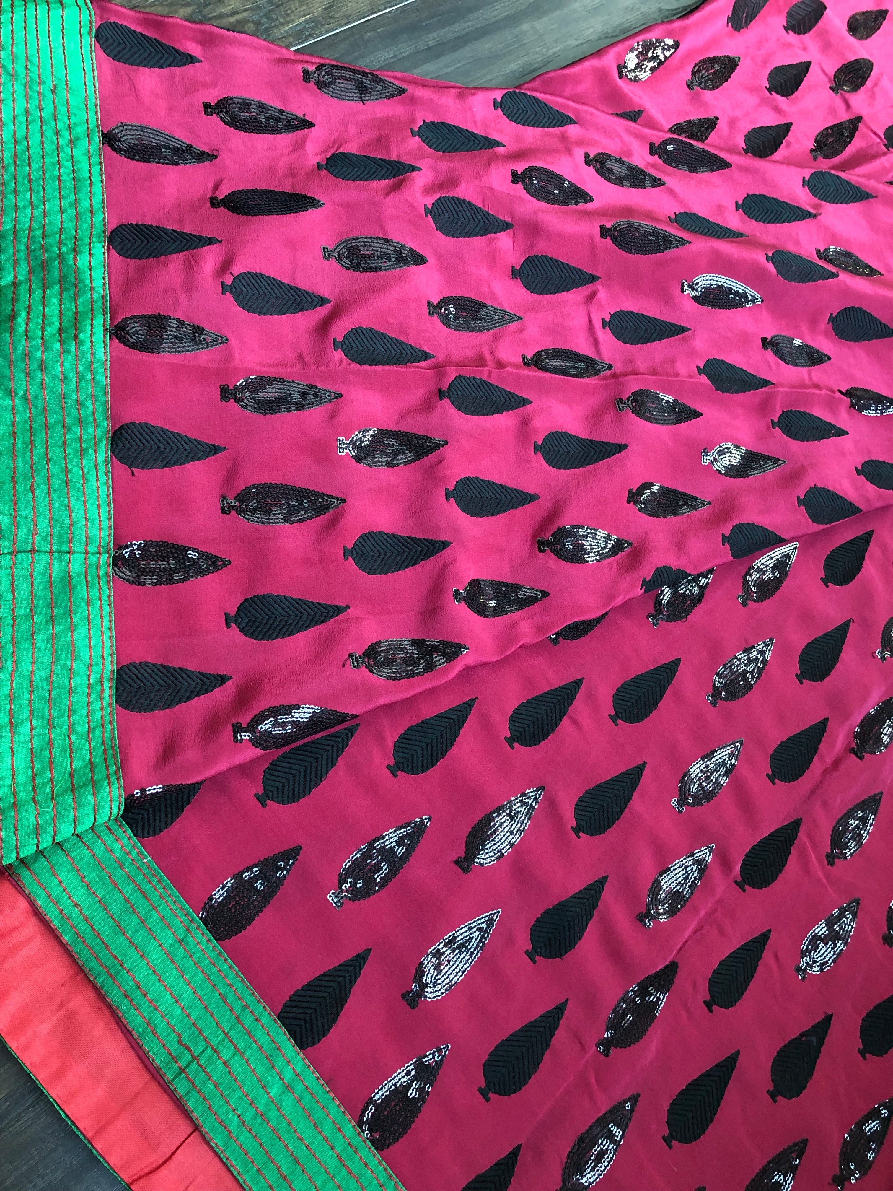 Designer Saree - Grape color Black sequin