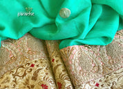 Designer Saree - Mint Green Peach