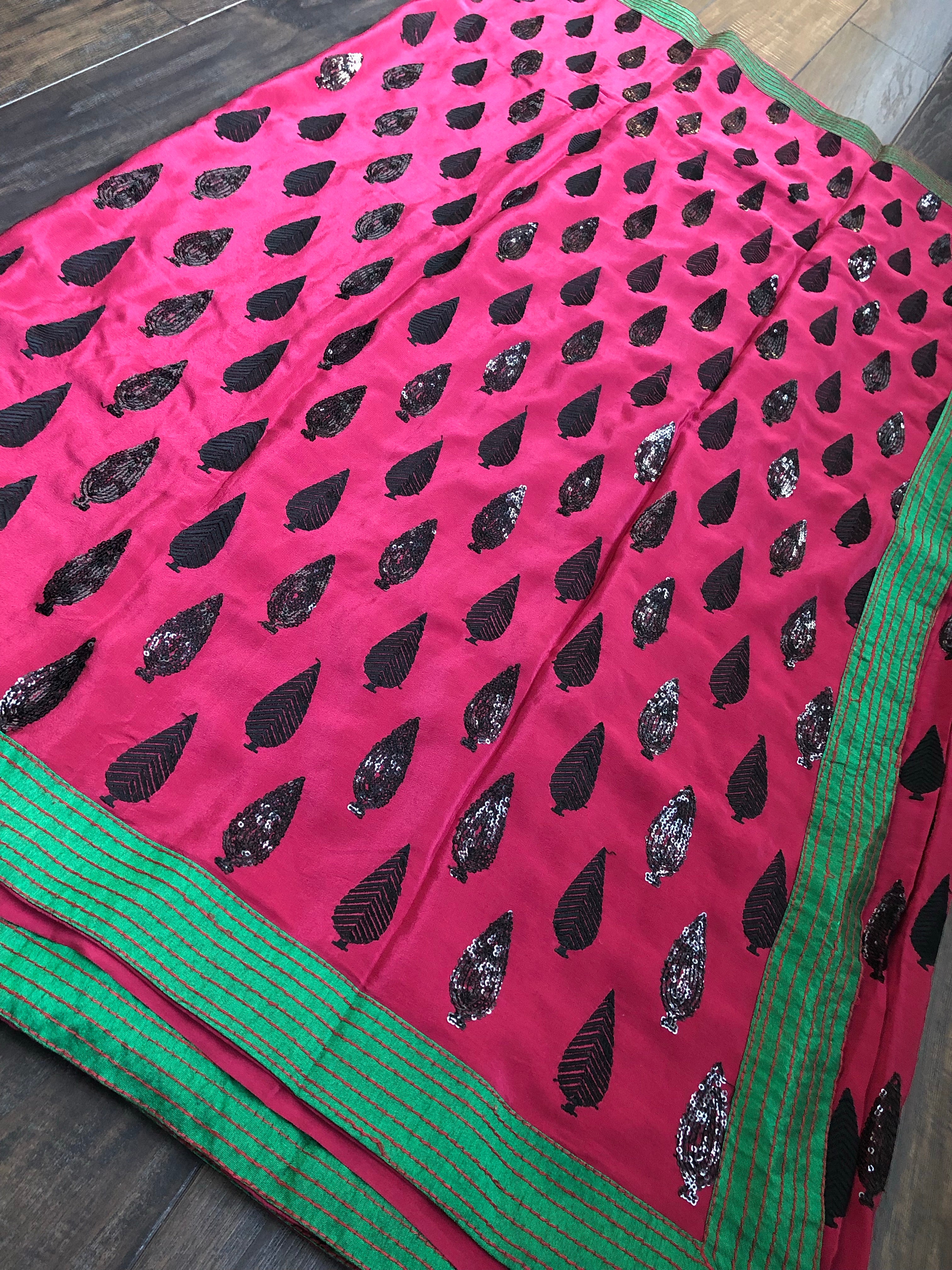 Designer Saree - Grape color Black sequin