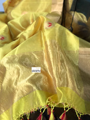 Pure Chanderi Silk - Yellow Red Eknaliya Woven