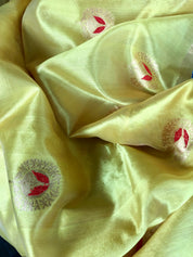 Pure Chanderi Silk - Yellow Red Eknaliya Woven