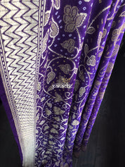 Bandhej Khaddi Georgette Banarasi - Purple Bandhej