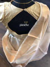 Designer Blouse - Raw Silk Beige Meenakari