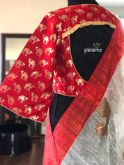 Designer Blouse - Red Camel Zari Woven