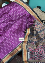 Pure Silk Sambalpuri ikat  - Purple Black