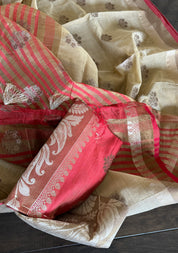 Cotton Silk Banarasi - Tan Red