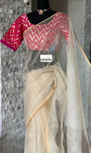 Designer Blouse - Pink Chevron Woven