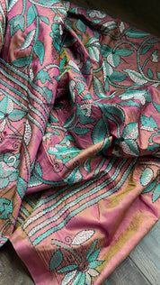 Bangalore Batik Kantha Silk -  Orange Pink Dual Tone