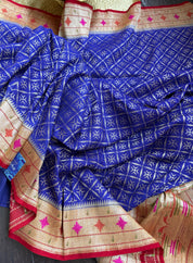 Khaddi Tussar Georgette Paithani Banarasi - Purplish Blue