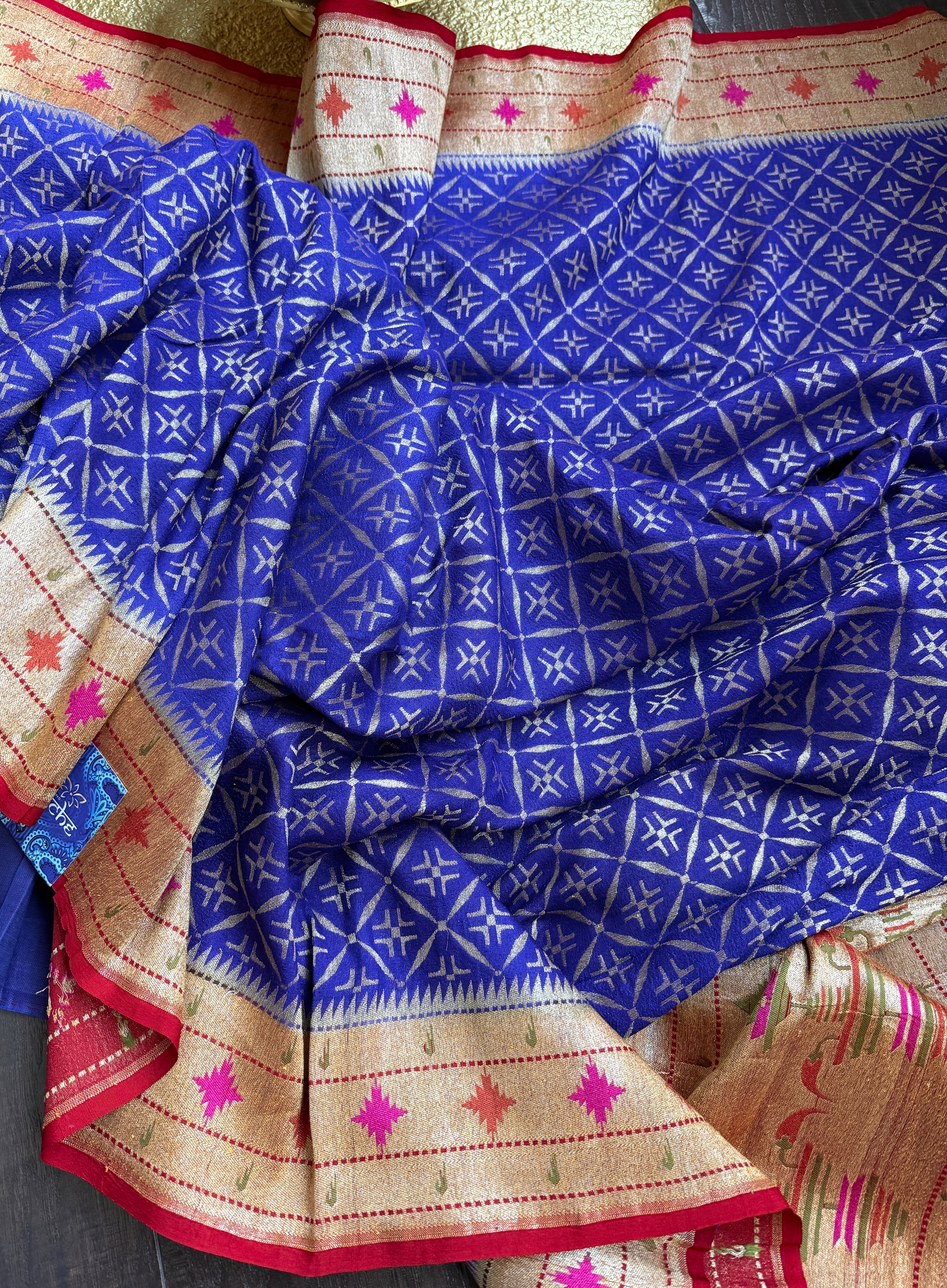 Khaddi Tussar Georgette Paithani Banarasi - Purplish Blue