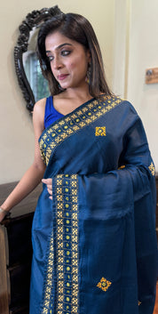 Soft Silk Kutch Embroidered - Blue