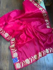 Soft Silk Embroidered - Rani Pink