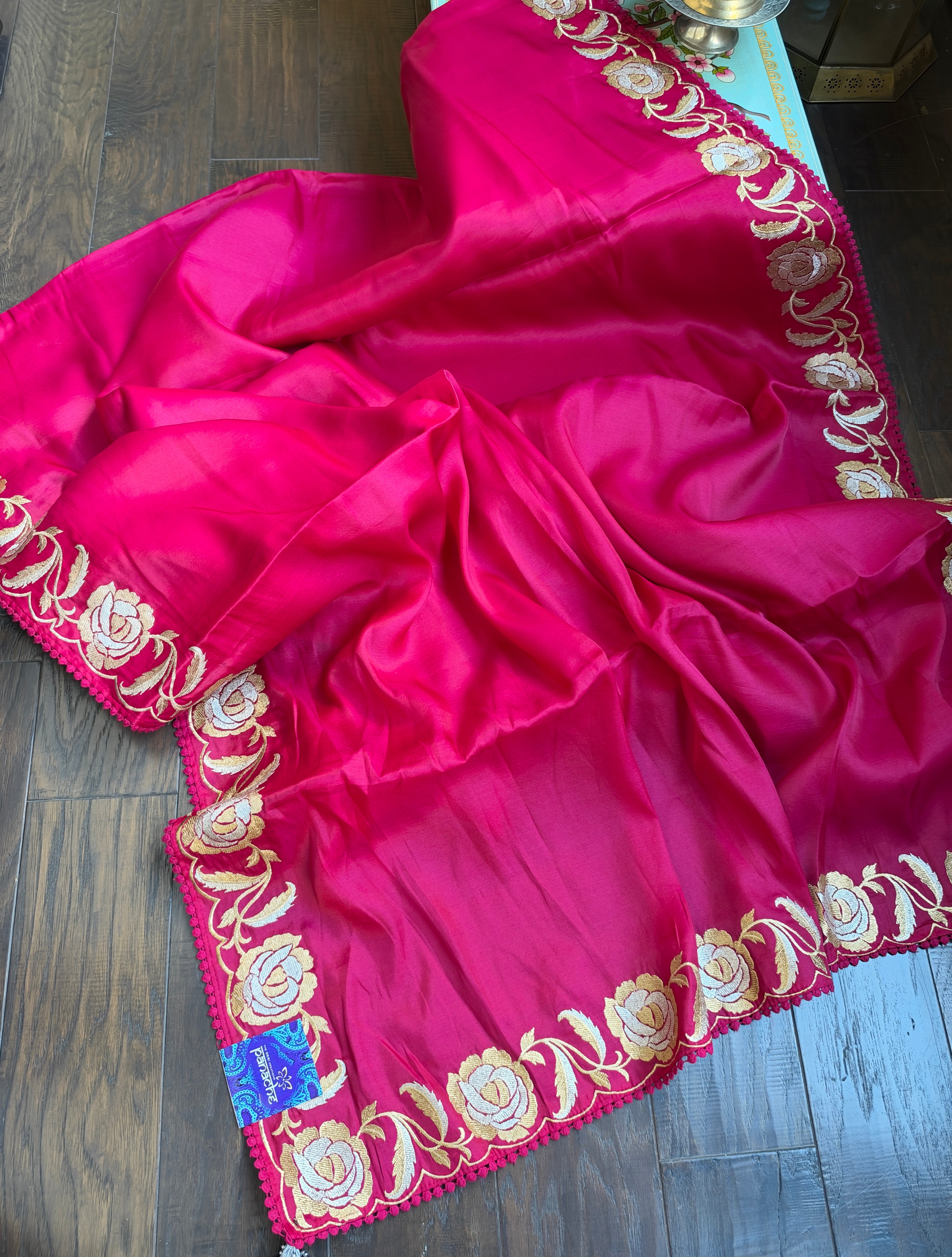 Soft Silk Embroidered - Rani Pink