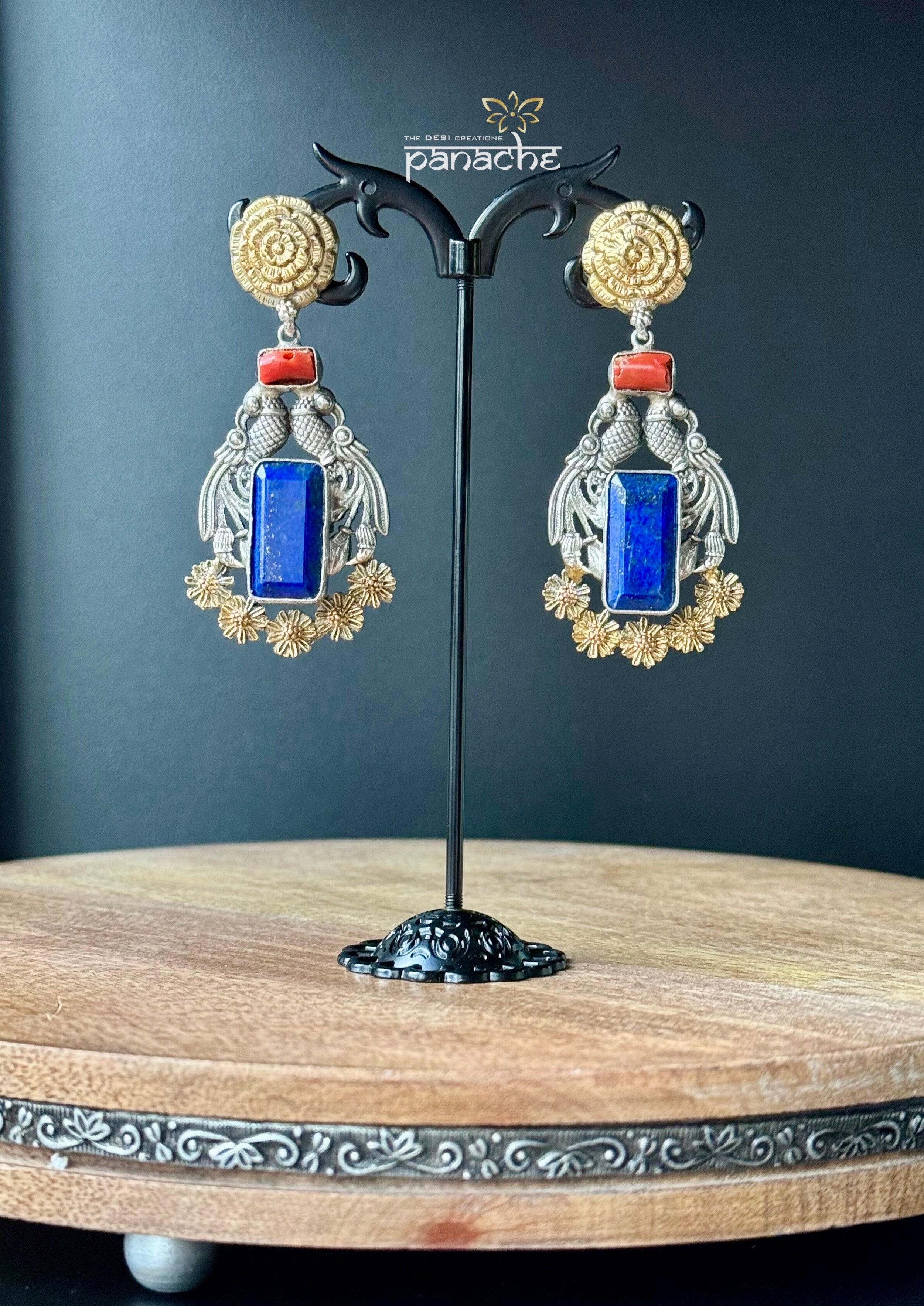 Earring 925 Silver- Lapis Coral