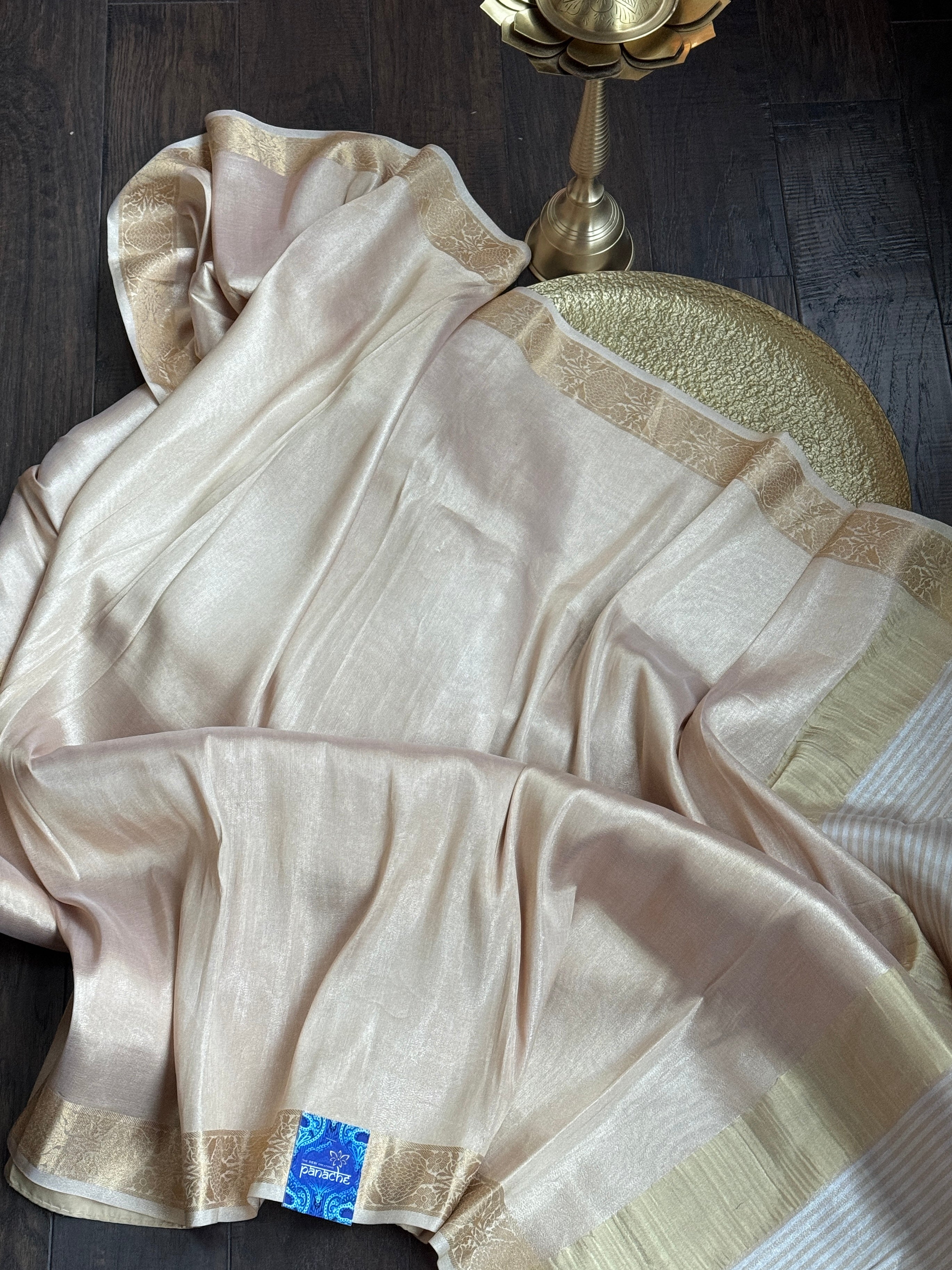 Pure Tissue Silk Banarasi - Golden Silver