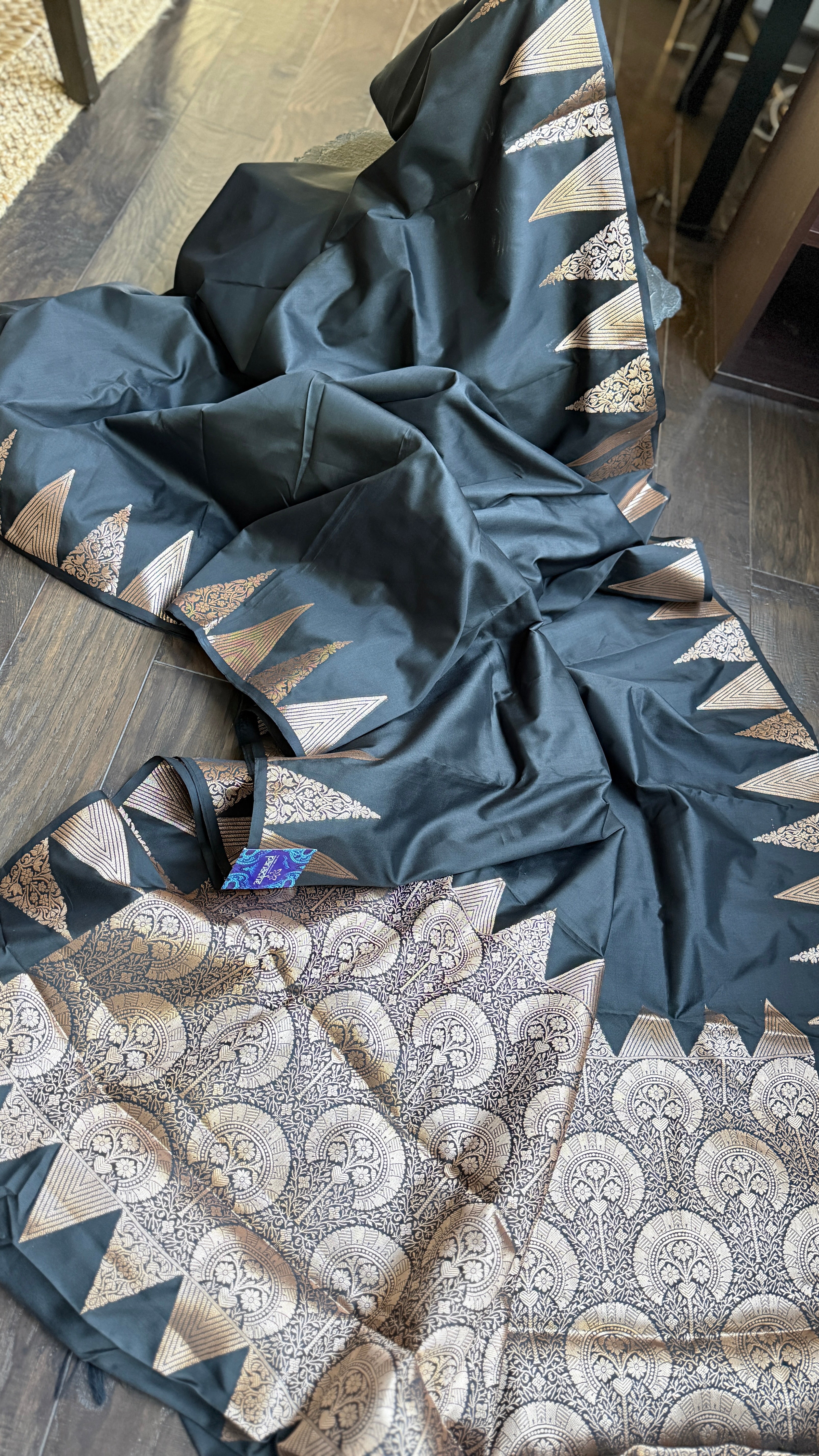 Soft Silk Banaras Saree - Black