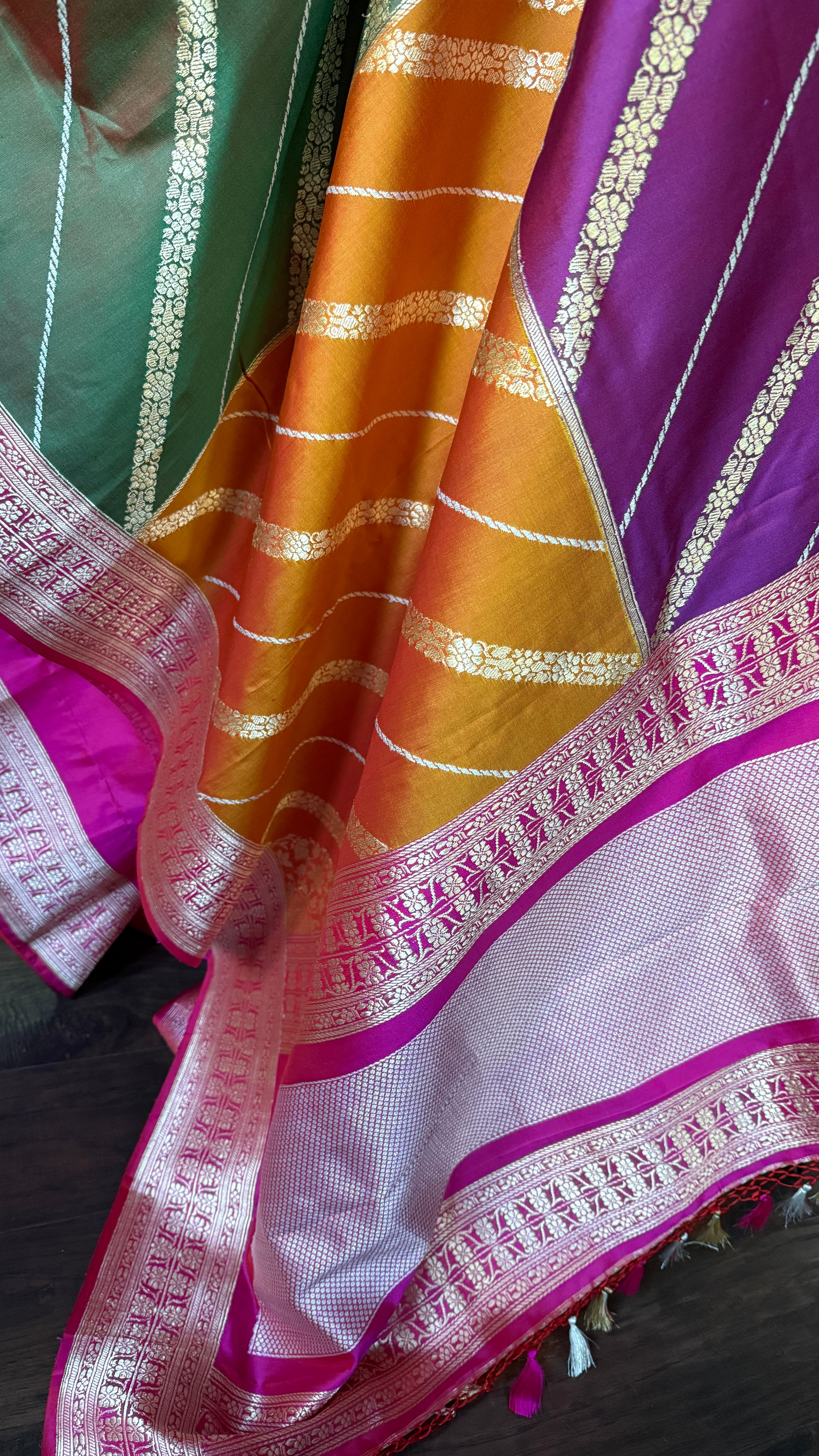 Pure Silk Banarasi - Rani Pink Rangkat Palla